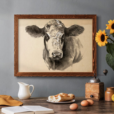 «Charcoal Cow I», reproduction encadrée sur toile par J Paul
