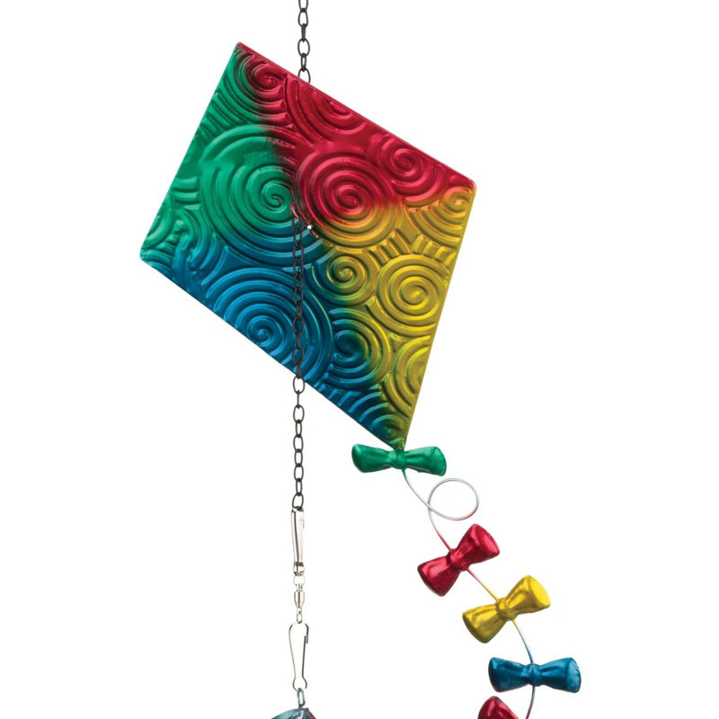 Accoudoir de jardin en métal et en verre avec queue de spirale et fleuron décoratif, Kite Rainbow