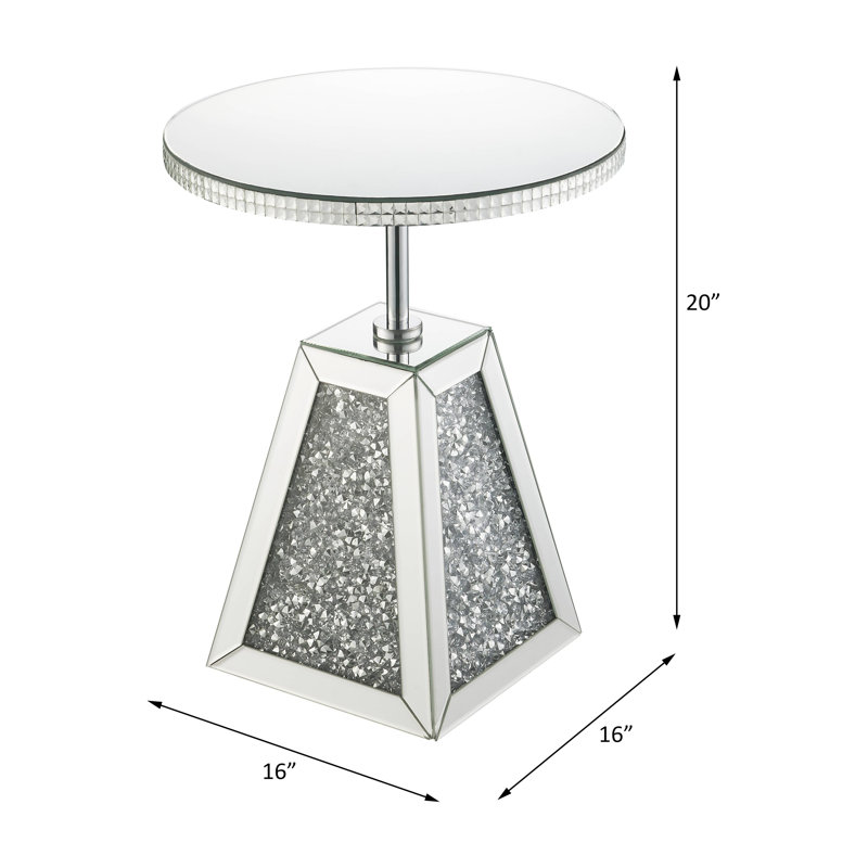 Elegant Round Wood & Glass Mirrored Accent Table