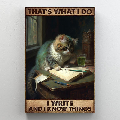 "Chat que j'écris et je sais des choses sur toile", impression