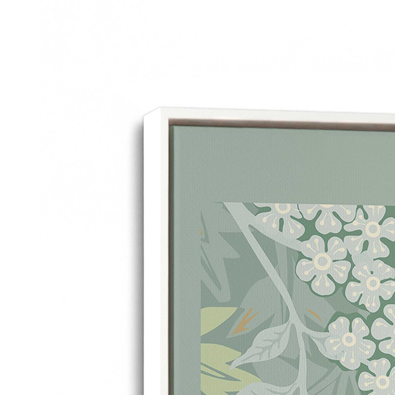 «Green Jasmine» par William Morris, reproduction sur toile, H 12,75 po x l 8,75 po x P 1,75 po, Cadre flottant blanc opaque