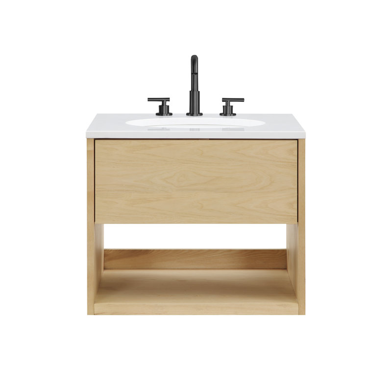 Meuble-lavabo mural simple 24 po avec comptoir en quartz Redbridge
