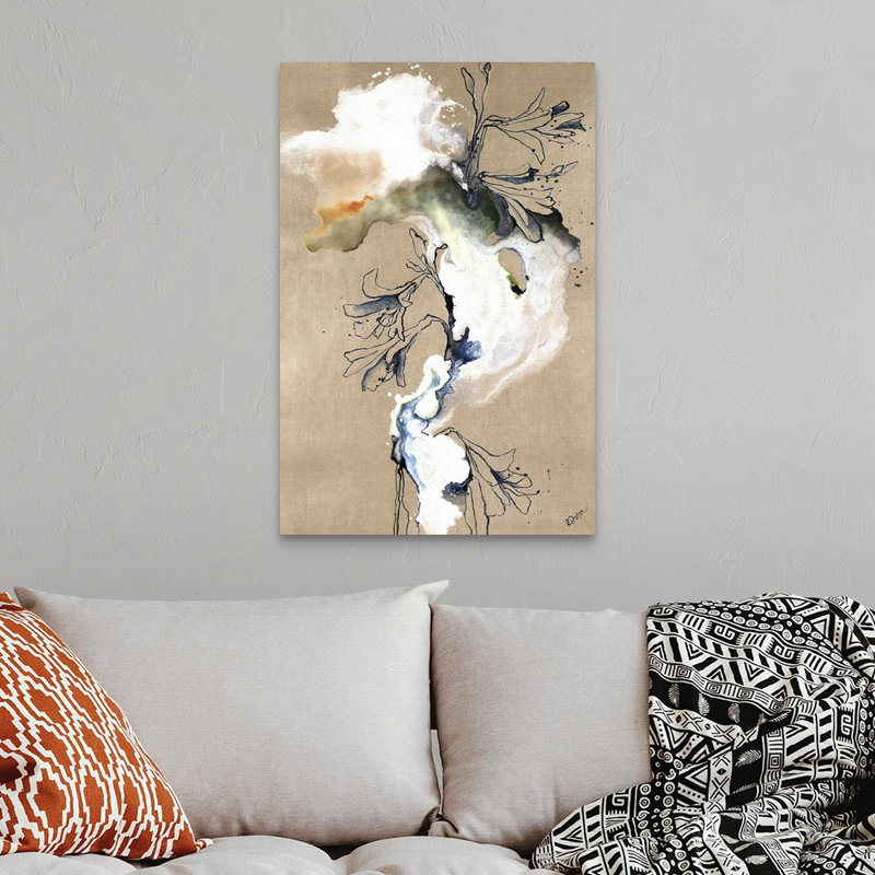 «Cursive Floral II», reproduction sur toile, Toile tendue, H 36 po x l 24 po x P 1,25 po