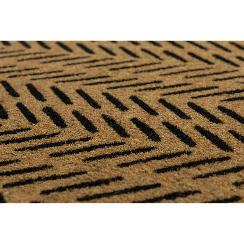 2' x 5' Black and Natural Coir Fishbone Doormat