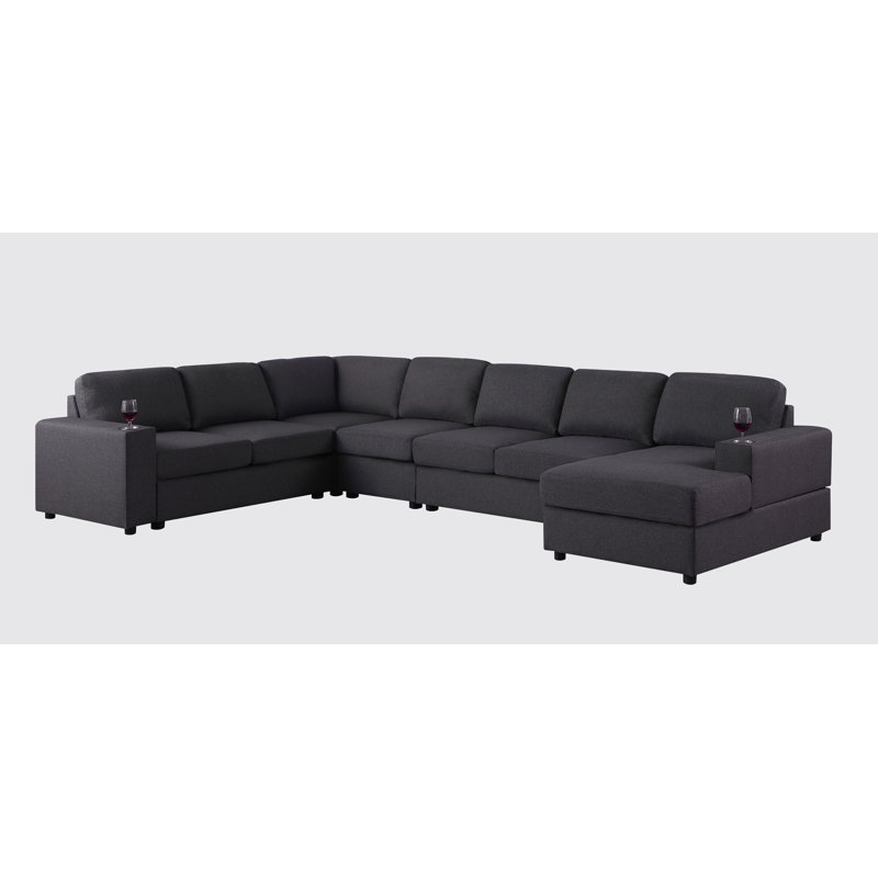 Canapé modulaire faisant face à la droite de 146,5 po Redwater, Mélange de lin gris