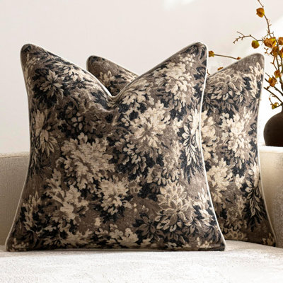 Housses de coussin décoratives vintage à motifs floraux. Housses de coussin douces en chenille, style ferme moderne et confortable (lot de 2).