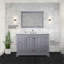 Meuble-lavabo simple gris foncé 48 po X P 22 po D, avec plateau en marbre de Carrare-117844294