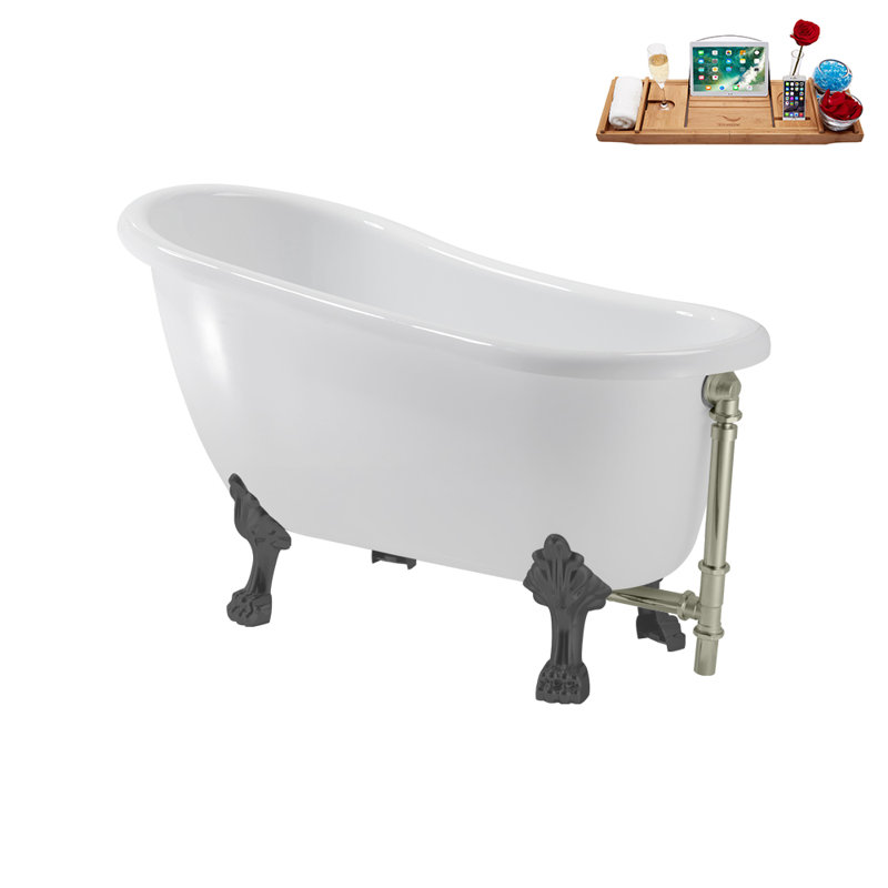 53.1'' x 25.6'' Soaking Acrylic Bathtub, Brushed Gun Metal, Brushed Nickel