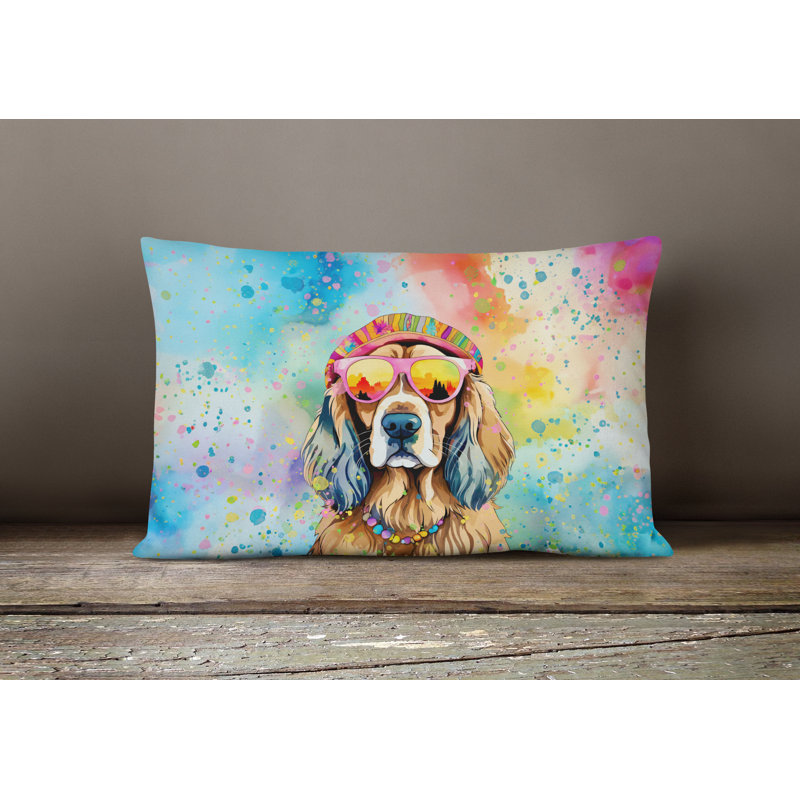 Coussin décoratif en tissu Cocker Spaniel Hippie Dawg, 12" x 16", Rectangulaire
