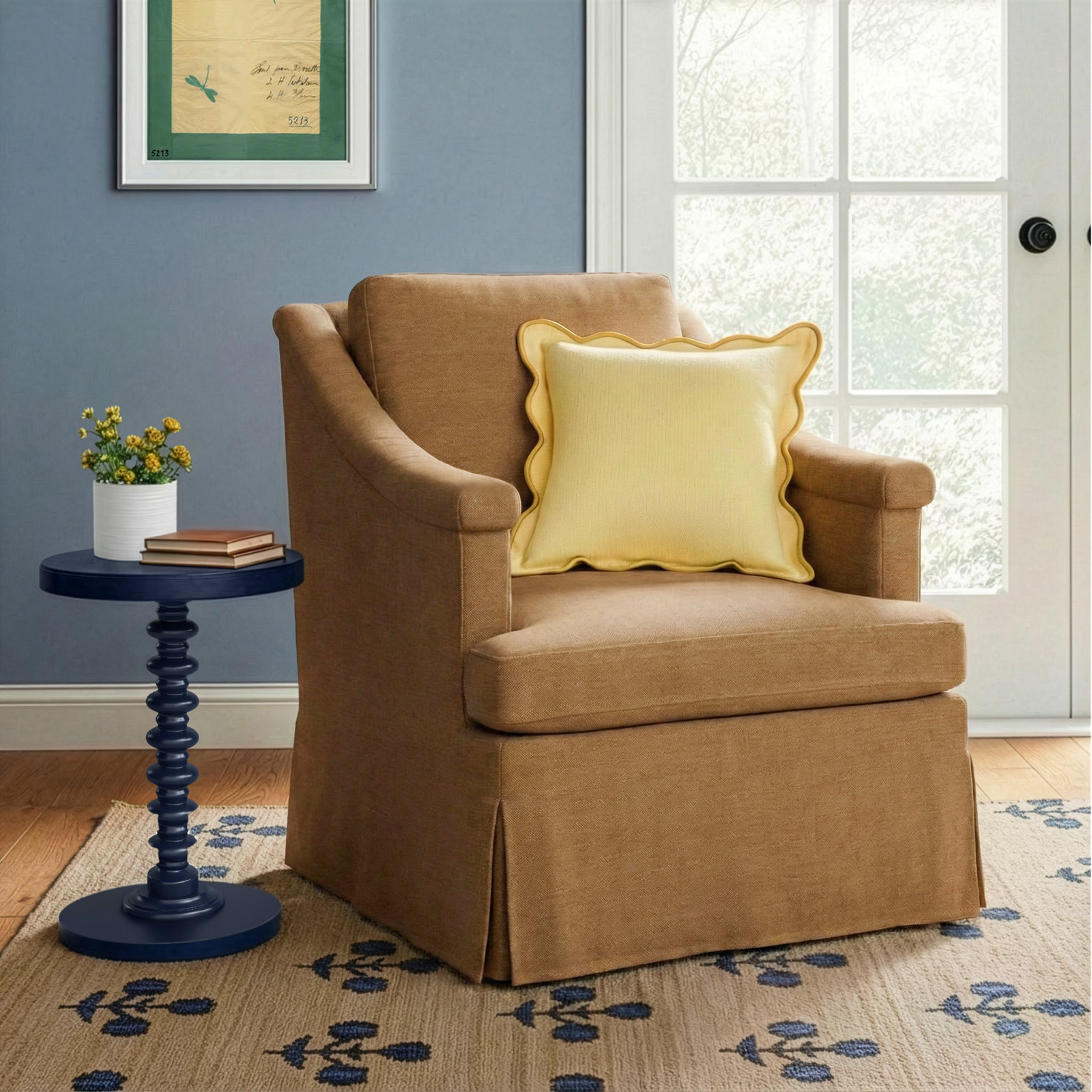 Joplin Upholstered Swivel Armchair, Broadway Gilt