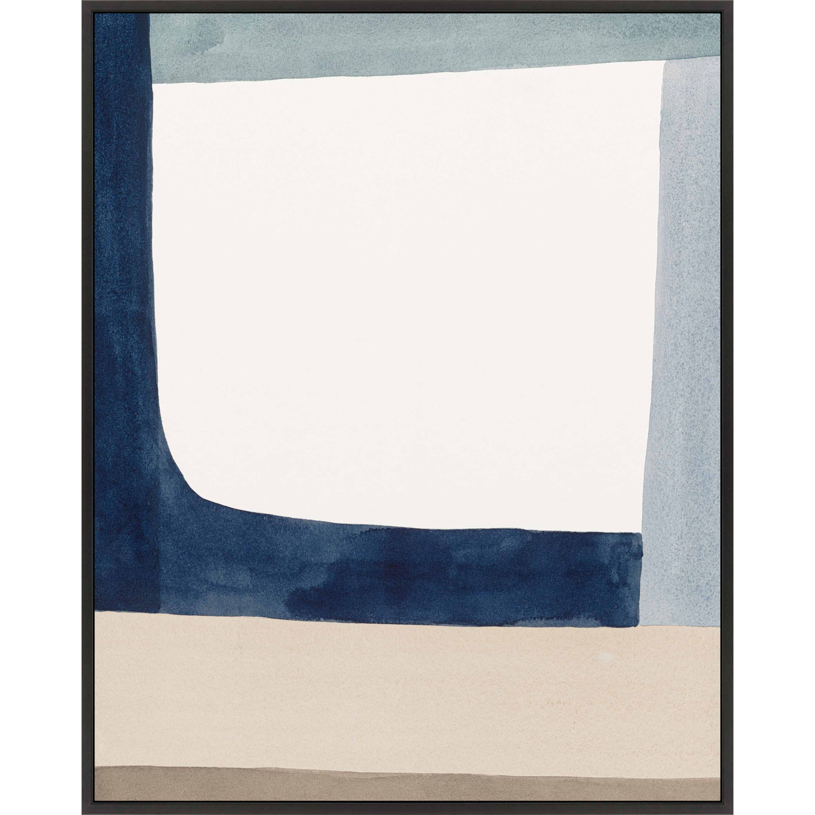 Composition In Blue 1 by Julia Balfour, 25" H x 20" W x 1.38" D, Black Framed Canvas