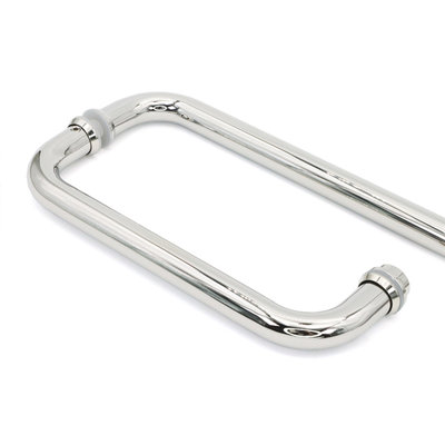 Polished Chrome 8" Pull Handle and 18" Towel Bar Combination With Solid Metal Washers