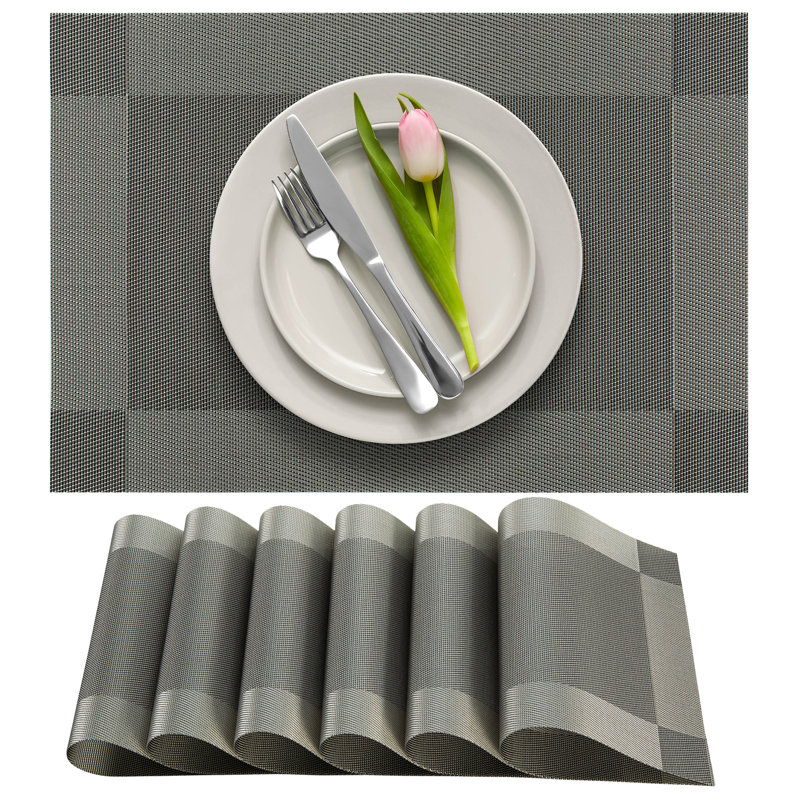 Davinee Polyester Rectangle Placemat, Gray