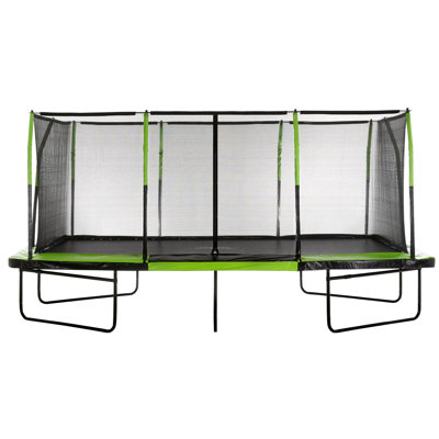 Trampoline rectangulaire de style gymnastique 10 pi x 17 pi Mega 10 pi x 17 pi Machrus Upper Bounce - vert / noir