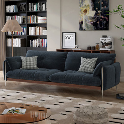 Retro Solid Wood Straight-Line Sofa