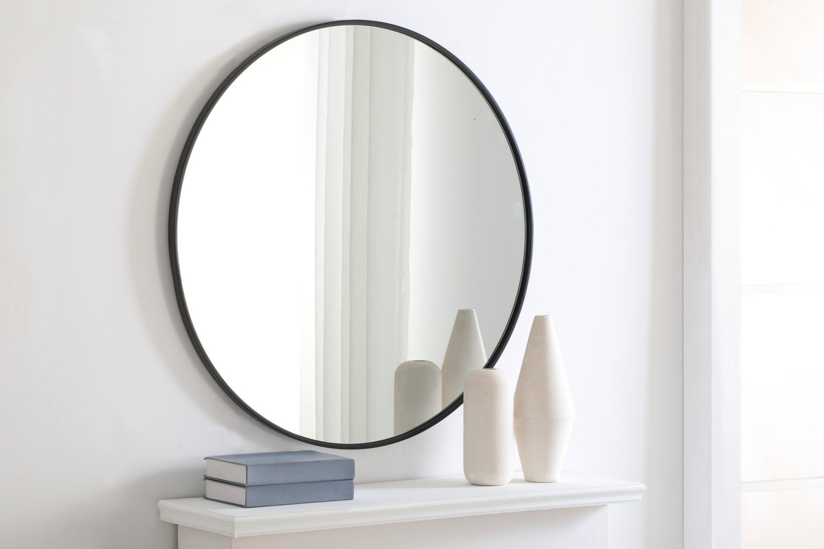 Sabine Metal Round Wall Mirror, 36" x 36", Brass