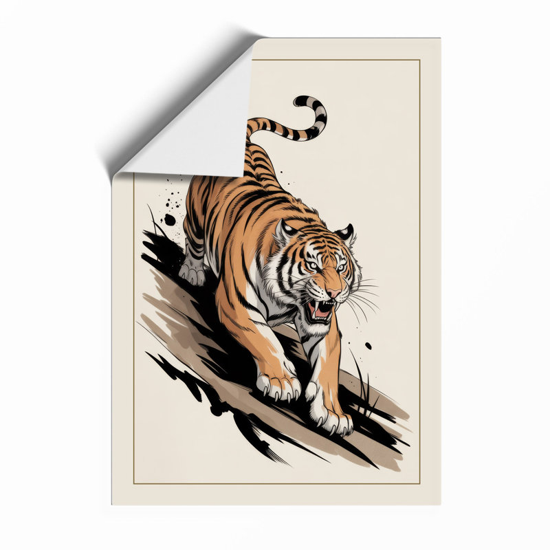 Stalking Tiger Japandi - Print, Unframed, A1 - 84.1 x 59.4 cm