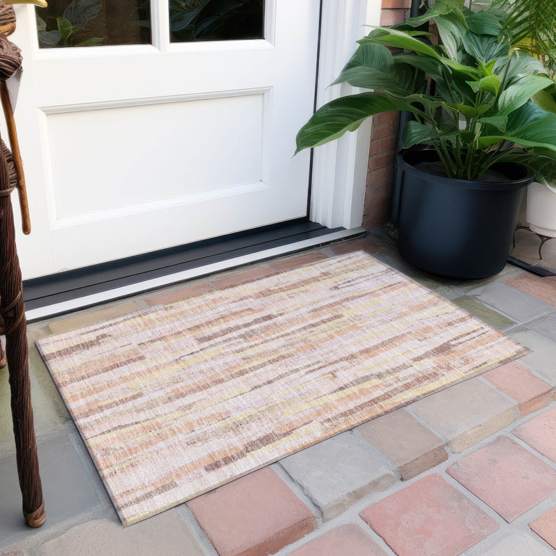 Tapis rose intérieur / extérieur lavable en machine Christain ACN1318, Rectangle 1 pi 8 po x 2 pi 6 po