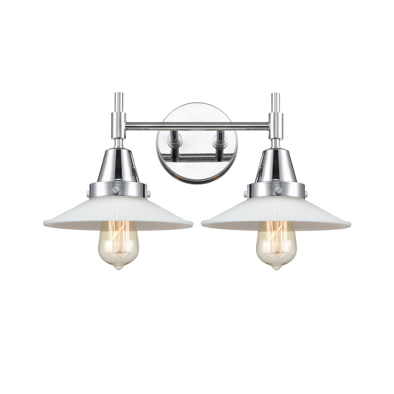 Éclairage pour meuble-lavabo à 2 lumières à intensité variable Gayle, Chrome poli, Blanc mat, Ampoule DEL rétro 4 watts