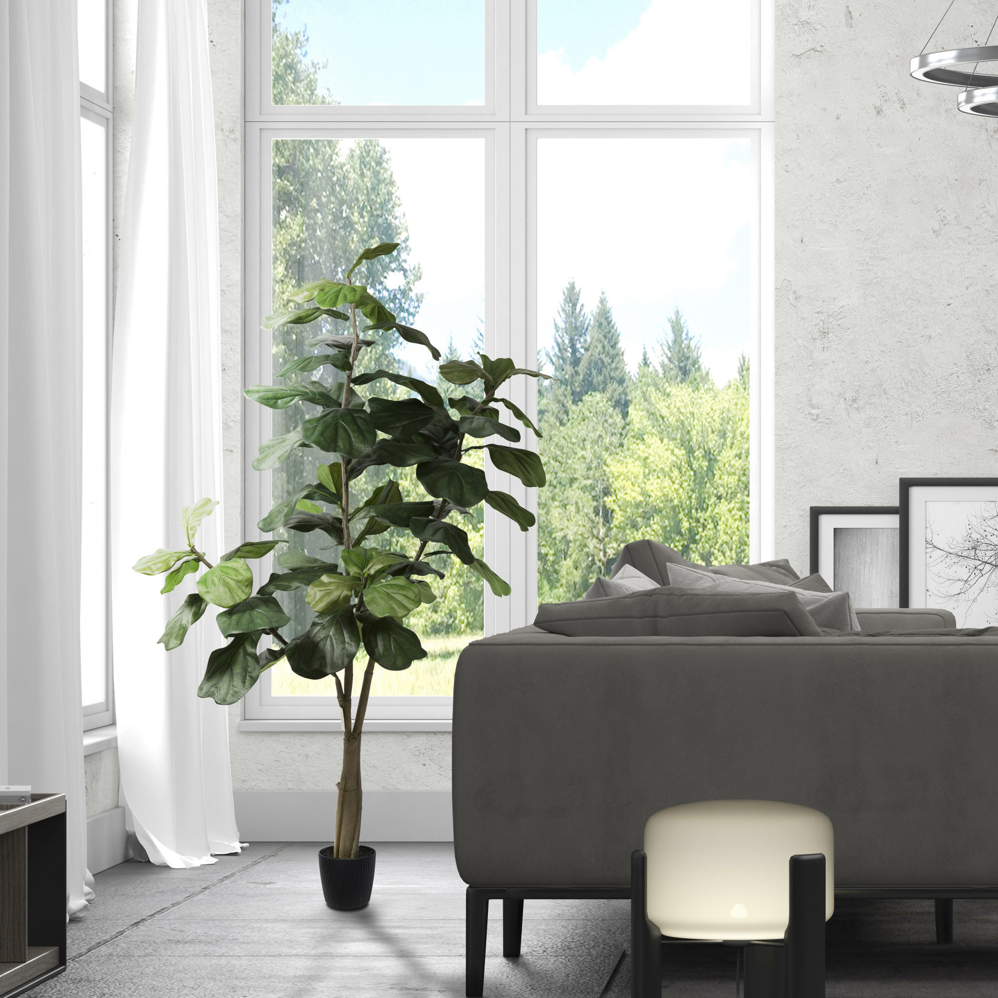Faux Tree in Pot, 60" H x 34" W x 34" D