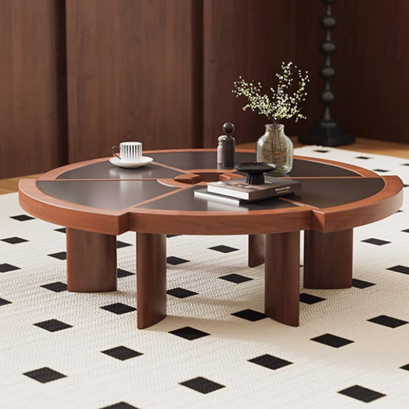Creative design sense solid wood coffee table, 12.99" H x 47.24" L x 47.24" W