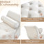 Repose-pieds rembourré en velours avec accoudoirs roulés et conception à boutons, banc de bout de lit avec 2 coussins cylindriques, beige, assise confortable sur mousse à circulation d'air de luxe à haute densité, pieds en bois massif-826817438