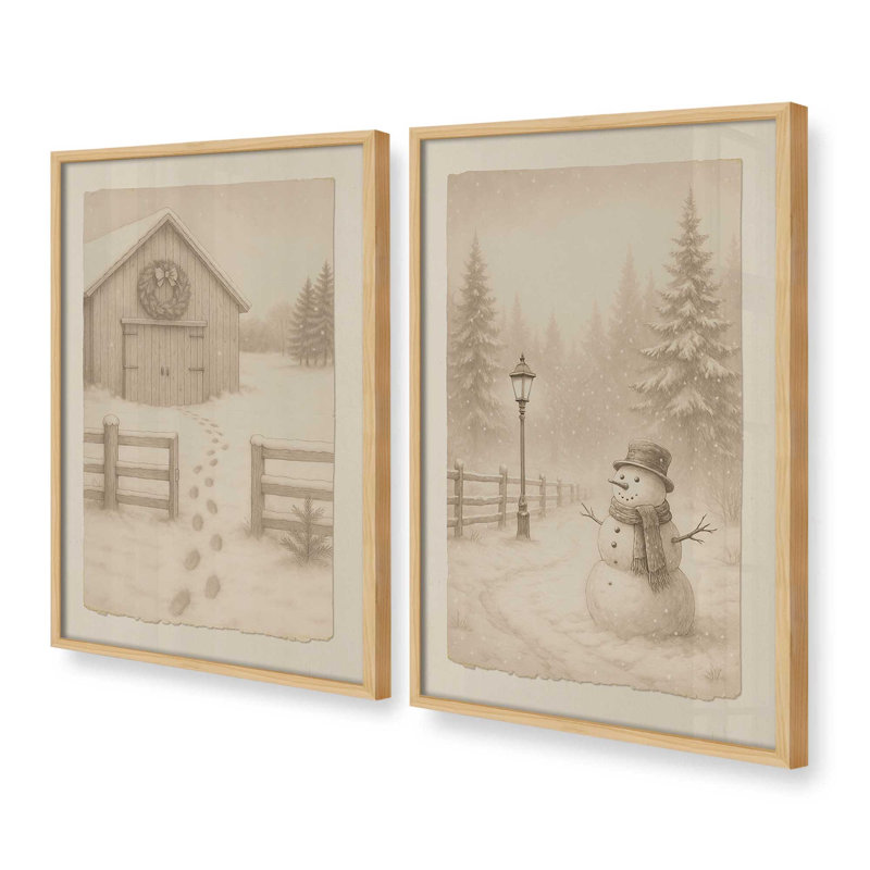 Ensemble de 2 reproductions d'art givré, H 15,5 po x l 25 po, Érable américain