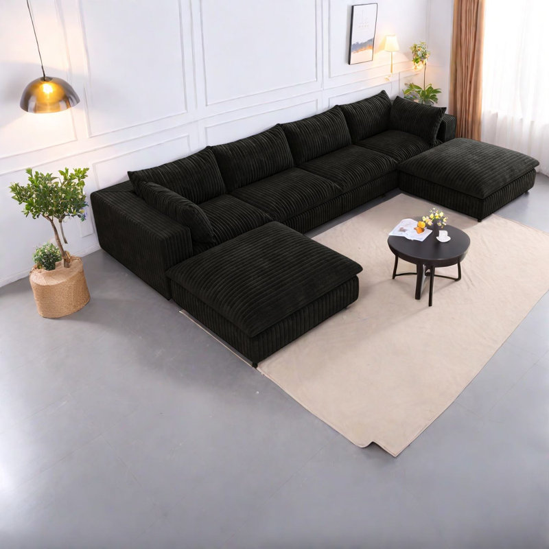 Luxueux canapés en nuage, tissu en velours côtelé, design moderne pour les espaces domestiques