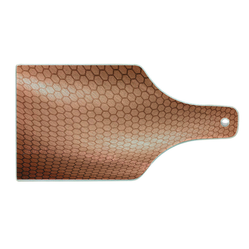 Ambesonne Abstract Tempered Glass Cutting Board Comb Pattern Waves Pale Rust