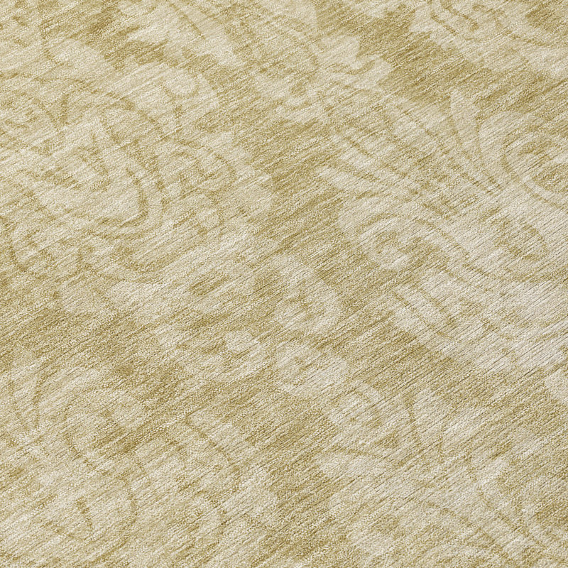 Tan Flat Woven Synthetic 5' x 7' Washable Rug