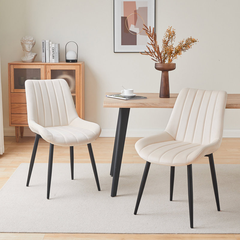 46 cm H Velvet Side Chair in Grey, Cream