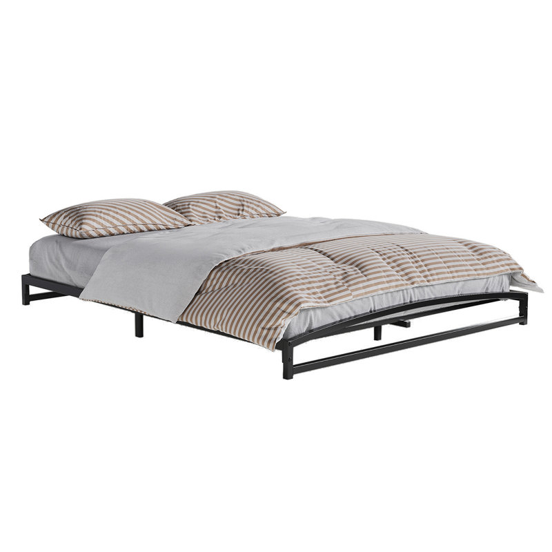 Low Bed Frame Full Size. 6 Inch  Metal Platform Full Bed Frame with Arch Design. Easy Assembly. Strong Bearing Capacity. Under Bed Storage. No Box Spring Needed