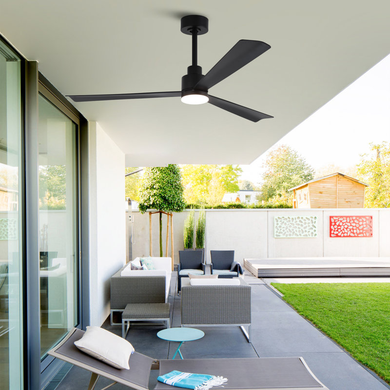 52" Propeller Dimmable LED Ceiling Fan with Lights and Remote Control, 6-Speed Reversible DC Motor, 3 Color Lights, 5"&10" Downrods Included