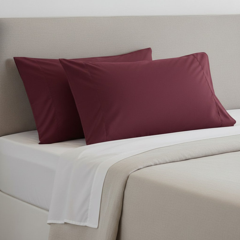 Ensemble de 2 taies d'oreiller en microfibre - confort résistant à la décoloration, Red, King