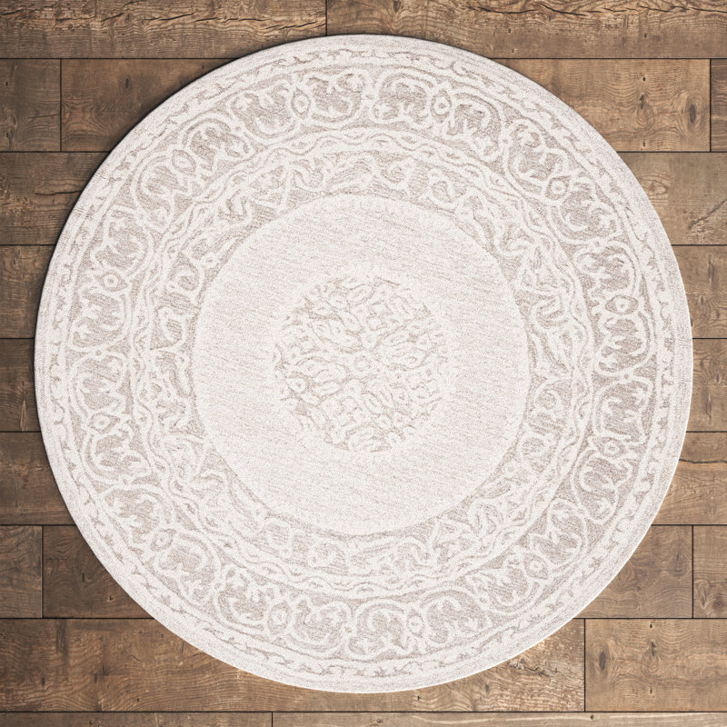 Wool and Cotton Oriental Indoor Rug, Round 6'