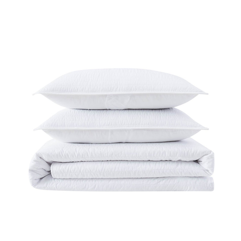 White Full Microfiber Quilt Set with Antimicrobial Treatment