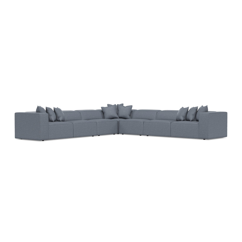 Bernhardt Bliss 4-Piece Fabric Sectional, Teal Polyester, 28" H x 160.5" W x 160.5" D