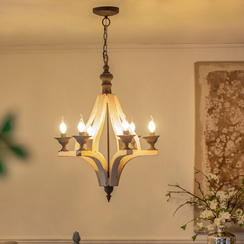 Lustre en bois 6 lumières