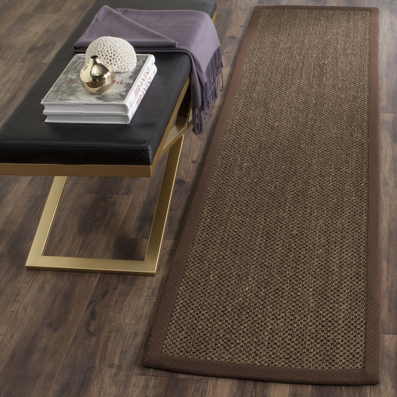 Tapis brun en jute / sisal, Tapis de couloir 2 pi 6 po x 16 pi