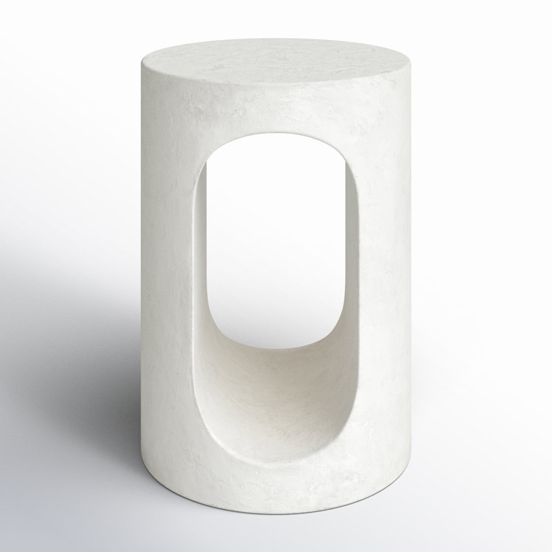 Mildura Concrete Top End Table, White