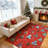 Christmas Tree Non-Slip Washable Low Pile Area Rug, Holiday Decor Living Room Rug, Red Xmas Design-2068664104