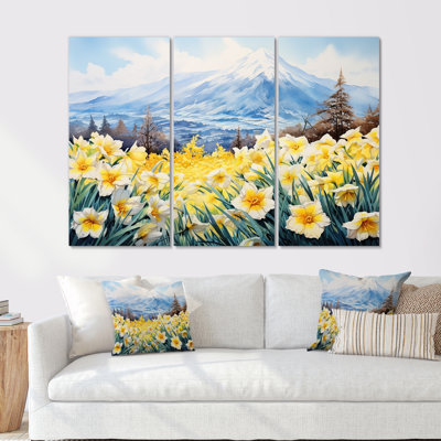 Daffodils Charm In Mountain - Ensemble de salon d'art mural jonquilles