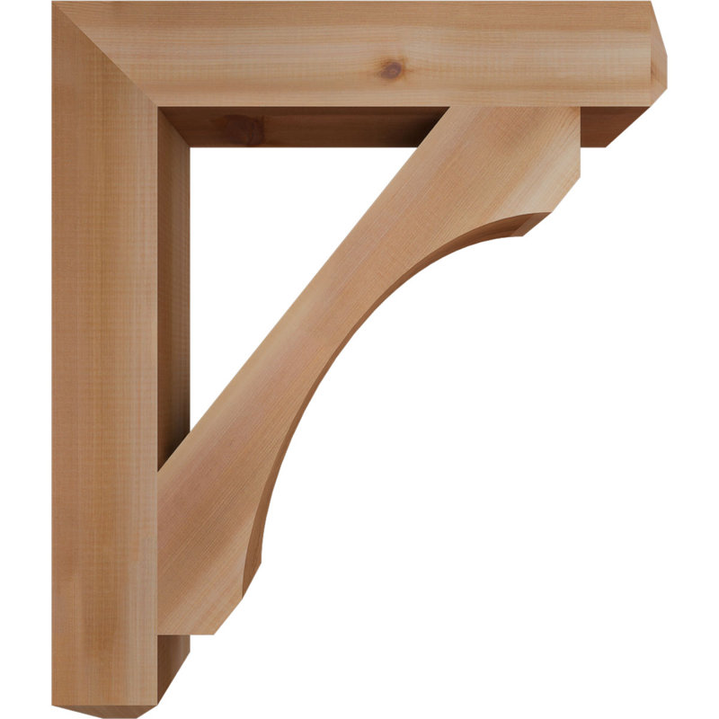 H Wood Bracket/Corbel, Western Red Cedar (Smooth), 28" H x 3.5" W x 24" D