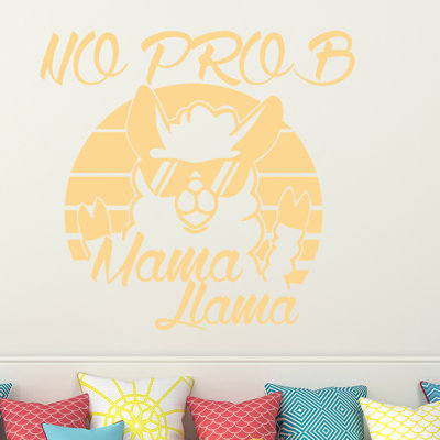 Décalcomanie murale "no prob maman llama"