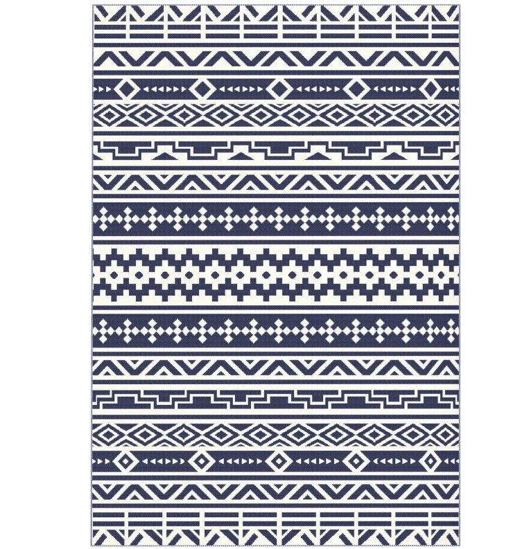 Tapis d'extérieur réversible, motif géométrique, paille en plastique imperméable, tapis de patio avec sac de transport