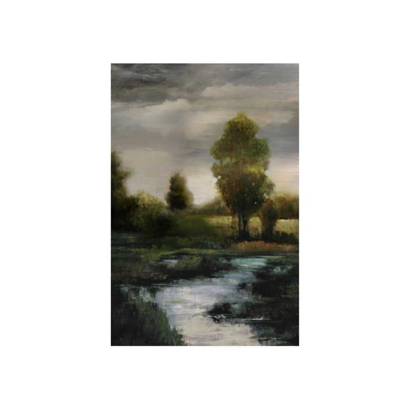 «The Neighbours Stream» par Janice Aron - peinture sur toile tendue, Couche de verre, H 81 po x l 54 po x P 1,5 po