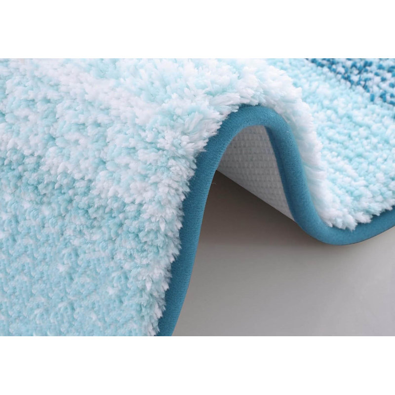Microfiber Bath Mat, Non-Slipabsorbent Bathroom Mat, Single - 90cm L x 3cm W, Caribbean Sea