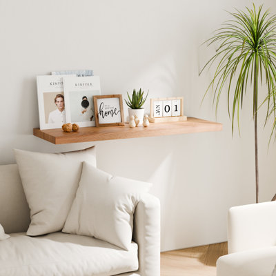 Tablettes flottantes en chêne massif de 36 pouces - étagère murale profonde en bois naturel de 12 pouces de profondeur, tablette rustique, décoration murale suspendue pour chambre à coucher, salle de bain, salon