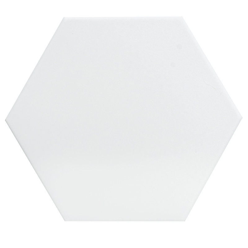 Milan 8" x 9.5" Hexagon Matte Porcelain Floor and Wall Tile, White