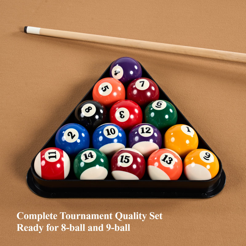 Ensemble de jeu de boules de billard avec support triangulaire 16 pièces Barrington Billiards, ensemble de réglage complet de 2 1/4 po, 7 boules solides, 7 rayures, 1 boule noire, 1 boule blanche, durable et résistante aux égratignures